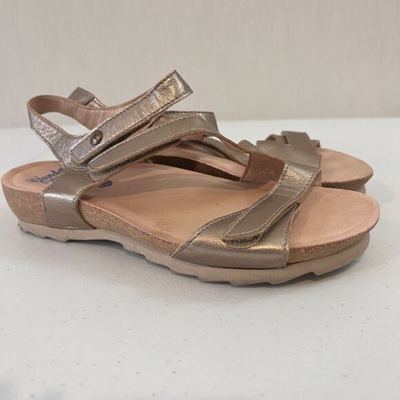 Wanda Panda Tamina Sandals Gold Metallic Adjustable Straps Women's 38 US 7 - 7.5 - Picture 1 of 12